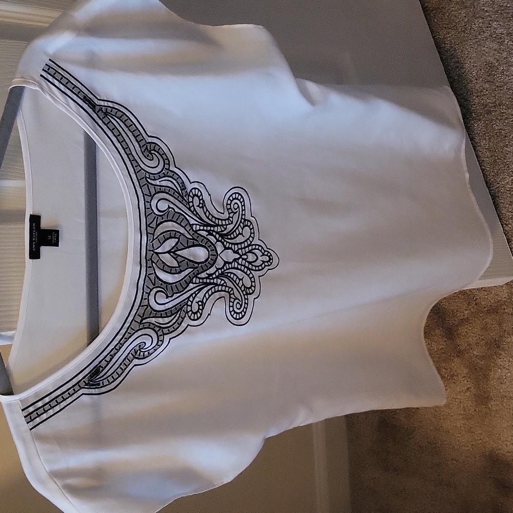 Ann Taylor White Shirt Black Cutout Detail